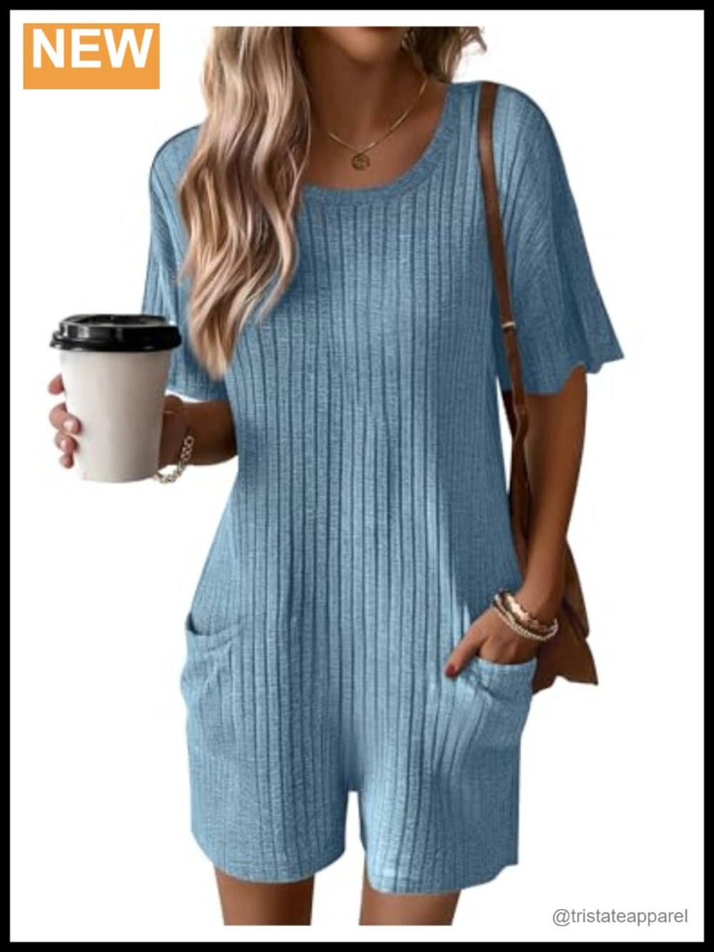 Ribbed Short Sleeve Tee Romper Oversized Loose Casual Beach Lounging